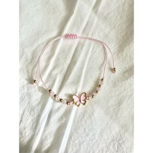 Light Pink butterfly beaded friendship bracelet